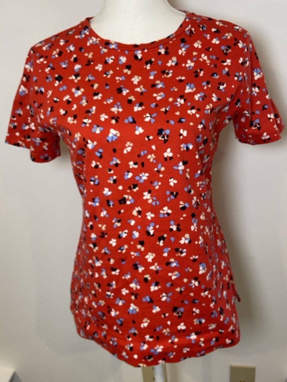 Ann Taylor T Shirt Short Sleeve Red White Blue Medium M
